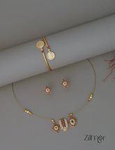 Perumal Pendant Invisible Necklace & Kaashu Bangle Combo – Elegant Traditional Set